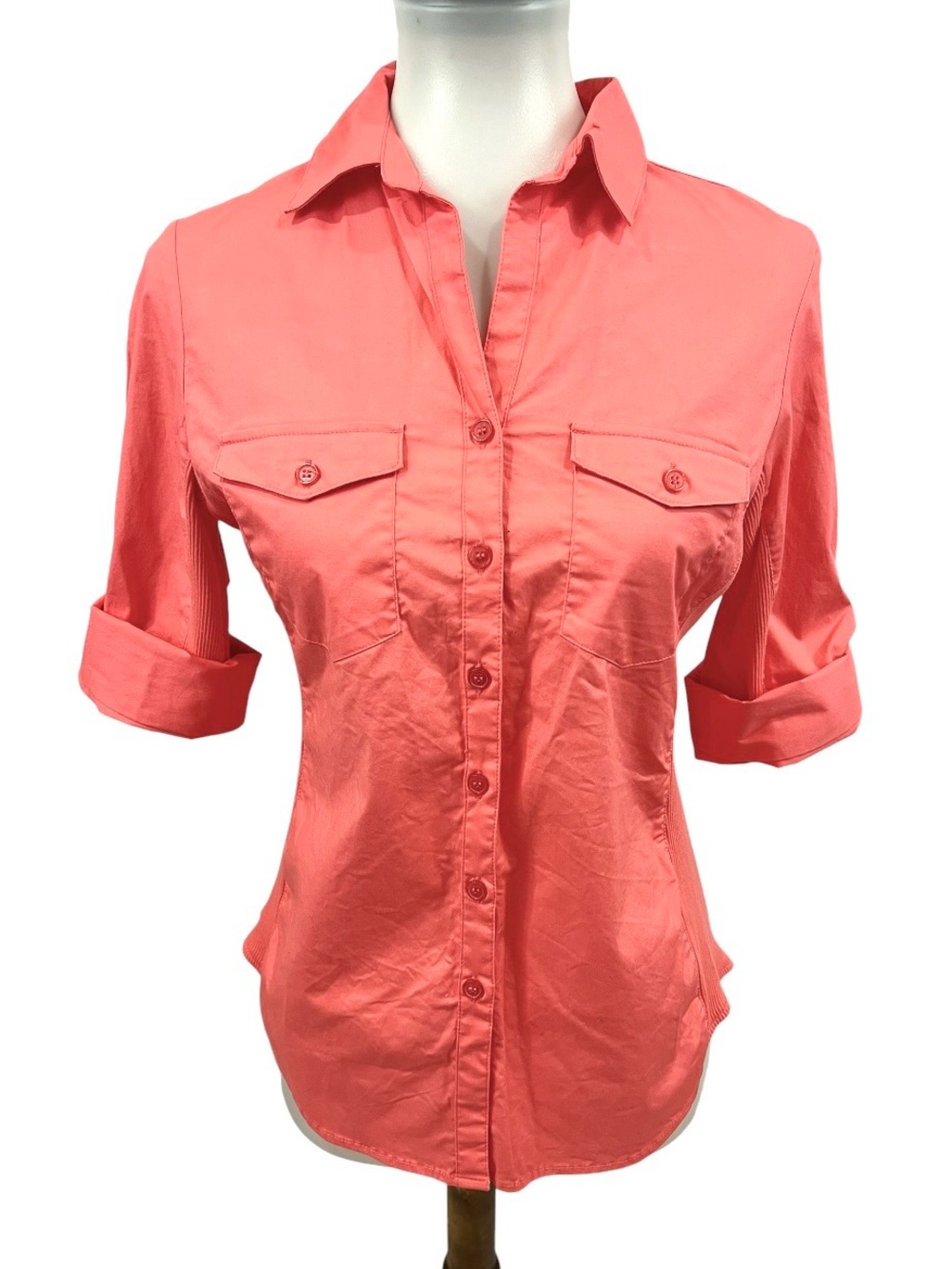 Hester & Orchard Soft Coral 3/4 Sleeve Button Up Blouse